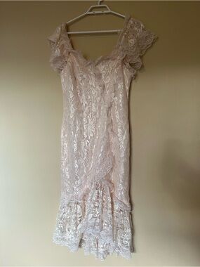 Vintage NewLeaf Blush Lace coquette dress made in Canada